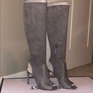 Nine West Suede Calf Peep Toe Boot